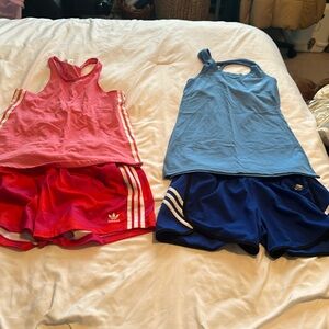 Lot of set of adidas M shorts and S tank tops
